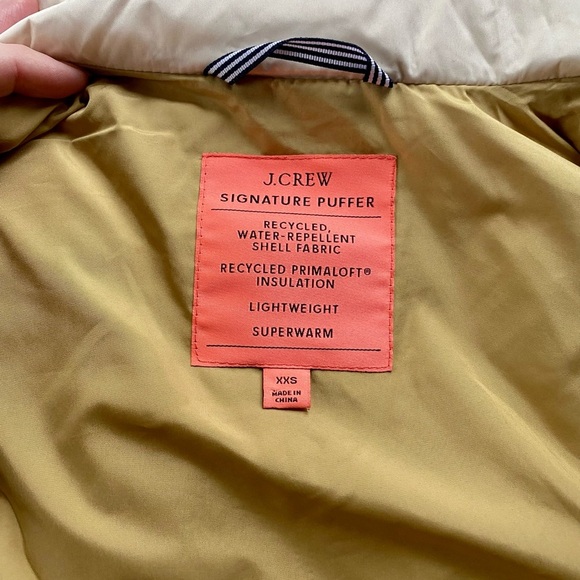 J. CREW Quilted warm signature puffer Excursion Vest cream EUC women’s sz xxs - Picture 8 of 15